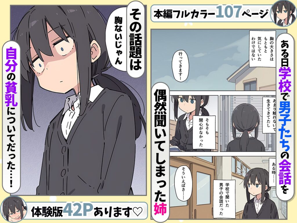 貧乳コンプレックスなジト目姉の育乳を手伝ったが大きくならないので中出しセックスすることになった話[あくめくん]